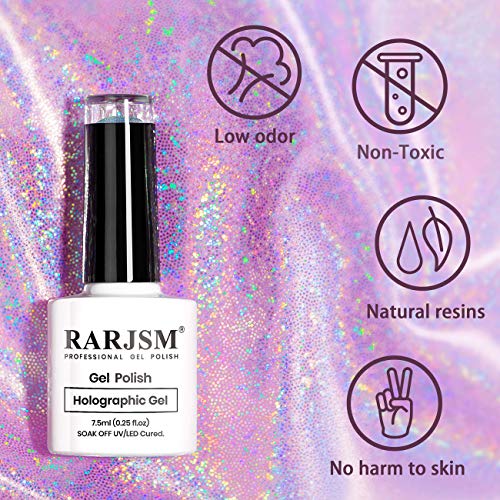 RARJSM Holographic Nail Polish Rose Gold Gel Nail Polish with Mermaid Unicorn Effect Glitter Gel Nail Polish RAR73 Suitable for Spring Summer - Image 2