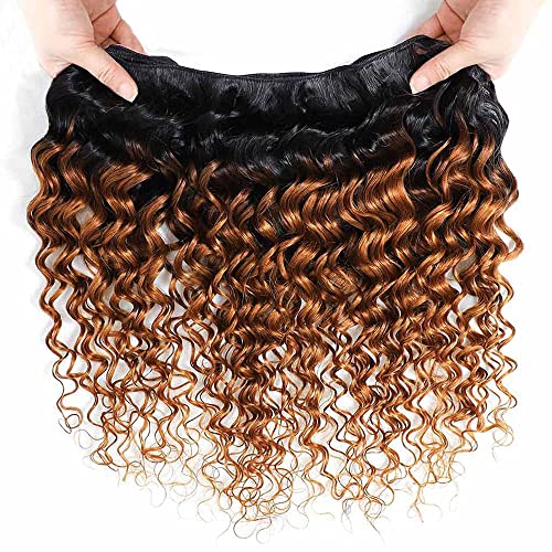 Ombre Loose Wave Bundles 1b/30 Human Hair 3 Bundles 8 10 12 Inch 2 Tone Black and Brown Deep Wave Bundle Human Hair Weave 8A Brazilian Virgin Ombre Deep Wave Bundle Human Hair Extensions - Image 6