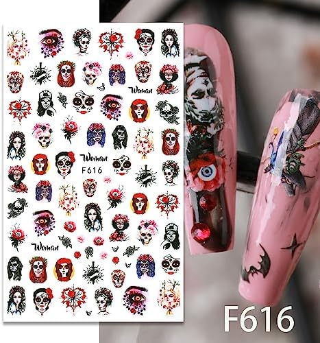 Halloween 3D Self-Adhesive Nail Art Stickers for Women and Girls, 6 Sheets - Image 5