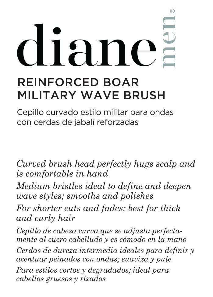 Diane medium firmness reinforced boar bristle, curved military style wave mens hair brush, d8175 (Pack of 2) - Image 5