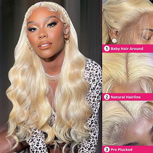 Blonde 30 Inch 13x6 Lace Front Wig 200% Density Body Wave Human Hair - Image 2