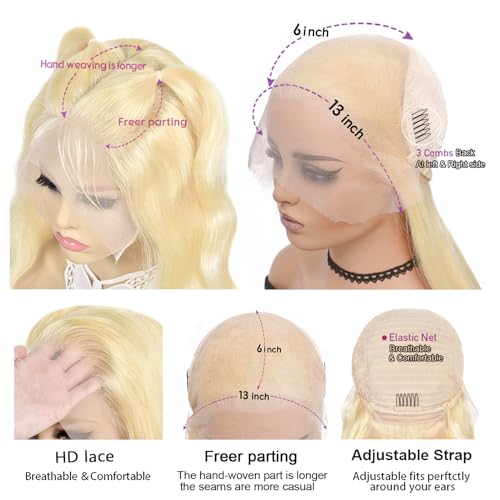 22 Inch 200% Density Human Hair Straight Blonde 13x6 Lace Front Wig - Image 5