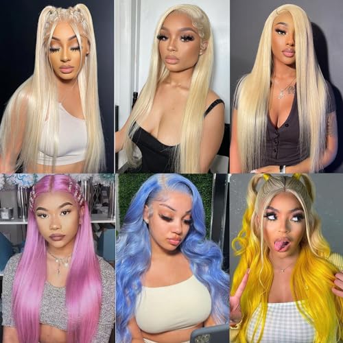 22 Inch 200% Density Human Hair Straight Blonde 13x6 Lace Front Wig - Image 6