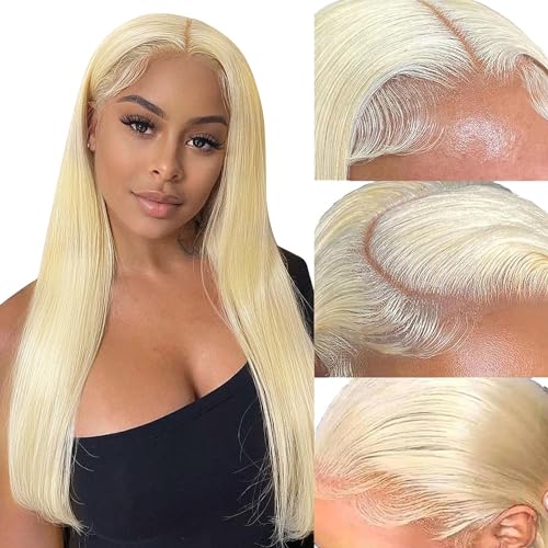 22 Inch 200% Density Human Hair Straight Blonde 13x6 Lace Front Wig
