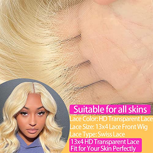 613 Blonde Body Wave Lace Front Wig Human Hair 13x4 Lace Front Wigs for Women 150% Density 9A Brazilian Virgin Human Hair Body Wave Wig with Baby Hair Pre Plucked Natural Hairline 18 Inch - Image 3