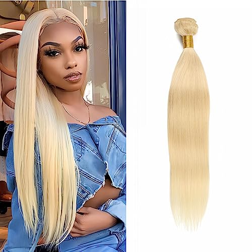 613 Bundles Blonde Bundles Human Hair 613 Straight Human Hair Extensions 10A Grade Brazilian Virgin Human Hair Bundles 1 Bundle Human Hair 20 Inch (Single Bundles 95-100g)