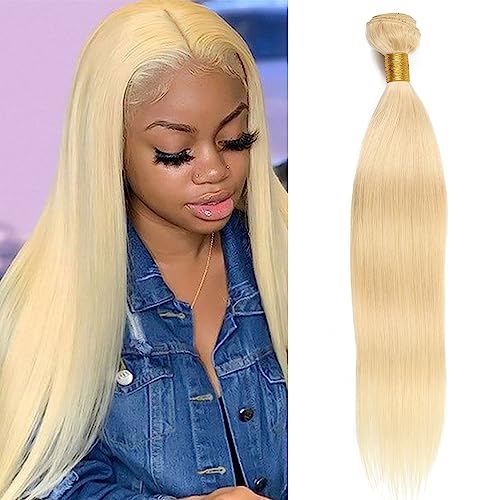 613 Human Hair Bundles 20 Inch Straight Bundles 10A Blonde Hair Extension Brazilian Virgin Hair Bundles 1 Bundles Human Hair Wet and Wavy Weave Bundles Blonde Color