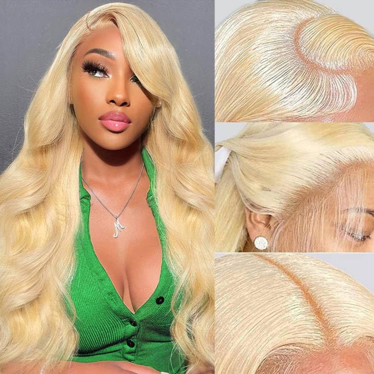 613 Lace Front Wig Human Hair 13x6 Transparent Lace, 613 Body Wave Lace Front Wig Human Hair 180 Density, 613 HD Lace Frontal Wig 13x6 Blonde Lace Front Wigs Human Hair Pre Plucked for Women