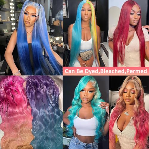 613 Lace Front Wig Human Hair 13x6 Transparent Lace Straight Blonde Lace Front Wigs Human Hair 613 HD Lace Frontal Wig 180% Density Pre Plucked with Baby Hair Blonde Wig Human Hair 32 Inch - Image 4