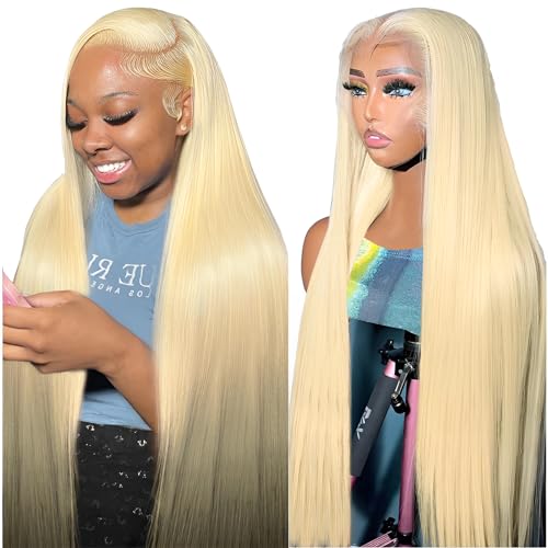 613 Lace Front Wig Human Hair 13x6 Transparent Lace Straight Blonde Lace Front Wigs Human Hair 613 HD Lace Frontal Wig 180% Density Pre Plucked with Baby Hair Blonde Wig Human Hair 32 Inch