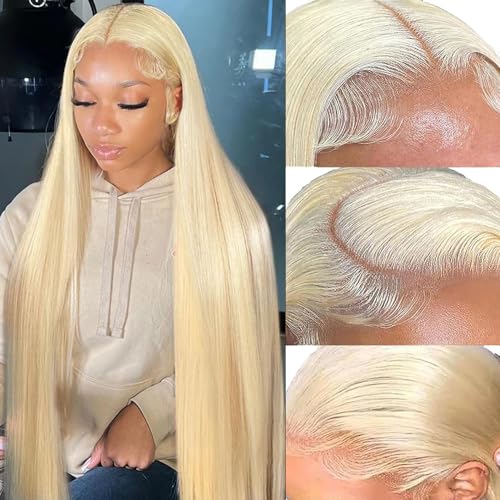 613 Lace Front Wig Human Hair Blonde 13x6 HD Transparent Lace Front Wigs Human Hair 613 HD Straight Lace Frontal Glueless wigs Human Hair Pre Plucked Natural Hairline 150% Density 26inch