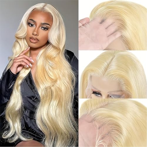 613 Lace Front Wig Human Hair Body Wave 13x4 Blonde Lace Front Wigs Human Hair Pre Plucked 180% Density 613 HD Lace Frontal Wig Transparent Lace With Baby Hair 20 inch