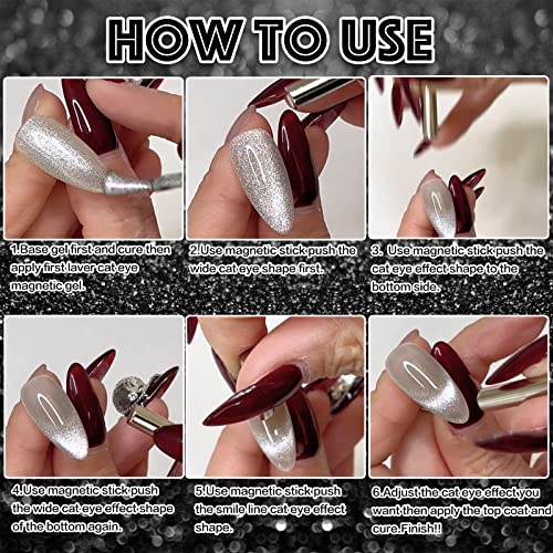 Crystal Cat Eye Gel Polish Kit 9D Holographic Magnetic Nail Art Diamond Green - Image 6