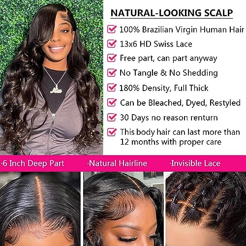 18 Inch 13x6 Body Wave 180% Density 100% Human Hair Lace Front Wig - Image 4