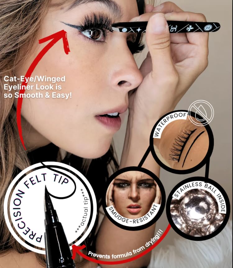 GEMIN EYE Cosmetics Magnetic Felt Eyeliner Pen | Ultra Black Color | Easy-Snap Formula | Deep Space Eyeliner | Hypoallergenic | Cruelty-Free - Image 4