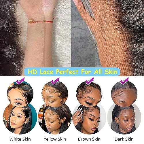 360 Straight Lace Front Wigs Human Hair pre plucked with Baby Hair 180% Density HD Transparent Glueless Wigs Human Hair for Woman Can Make Ponytail and Bun Full Lace Human Hair Wigs 20 Inch… - Image 3