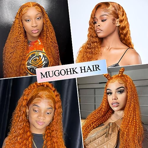 Ginger Lace Front Wigs Human Hair 24 Inch Orange Curly 13x 4 HD Lace Closure Wigs Human Hair Pre Plucked Fall Color Ginger Orange Deep Wave Frontal Wigs Human Hair 150% Density for Women - Image 7