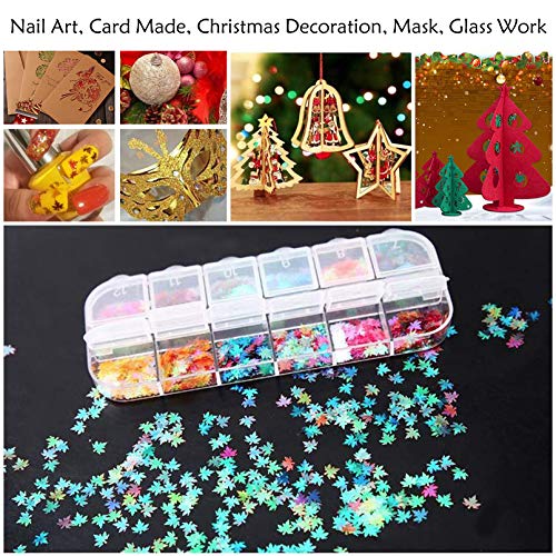 48 Boxes Holographic Nail Sequins, FITDON Shell Round Star Leaf Butterfly Iridescent Flake Nail Glitter, Colorful Confetti Sticker Manicure Nail Art Supplies Make Up DIY Decals Decoration - Image 3