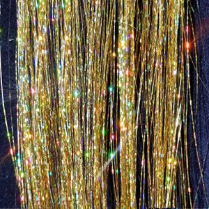 40 Inch Hair Tinsel Kit 100 Strands Sparkling Gold Hair Decoration