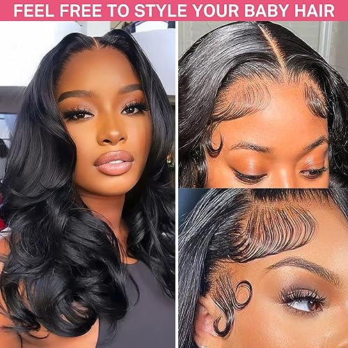 13x4 Body Wave Lace Front Wigs Human Hair,180% Density Lace Front Wigs Human Hair for Women Glueless Wigs Human Hair Pre Plucked Natural Hairline Baby Hair HD Lace Natural 20 inch - Image 6