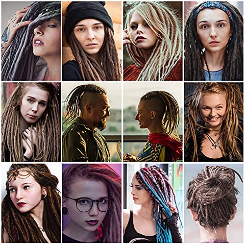 22Inch 30Strands 1CM Dreadlock Extensions Reggae Hip-hop Synthetic Hair Hippie Style Hair Dread Braids for Women and Men (22"strands of 30, 613) - Image 5