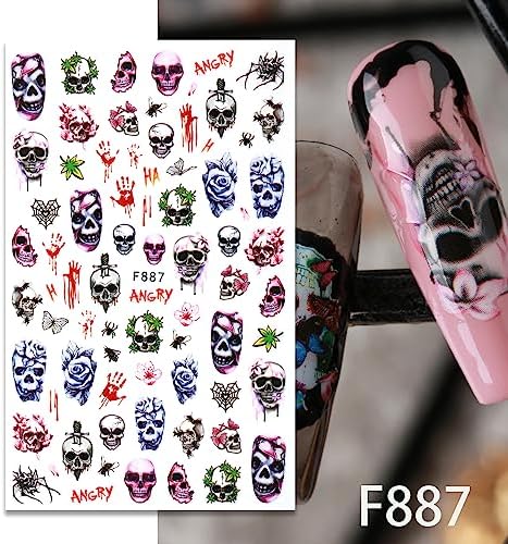 Halloween 3D Self-Adhesive Nail Art Stickers for Women and Girls, 6 Sheets - Image 8