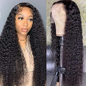 26 Inch HD Transparent Deep Curly Human Hair Lace Front Wig 180% Density