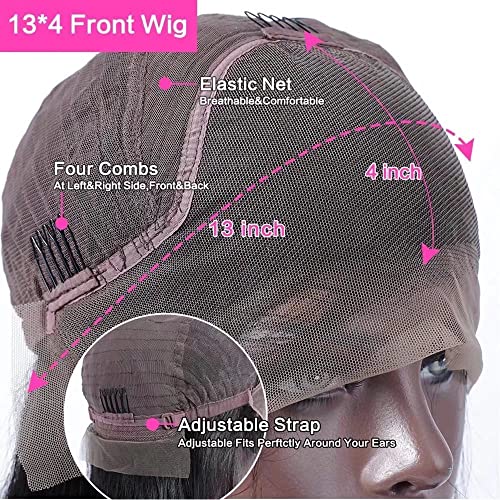Honey Blonde Highlight Straight Human Hair Wigs with Bangs 13X4 HD Lace Front Wig Brazilian Virgin Hair Bone Straight Glueless Wigs Bleached Knots for Woman 150% Density #1B/27 Bangs Wig - Image 5