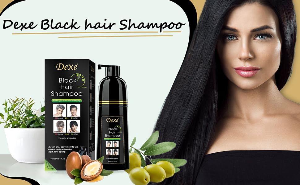 Instant Black Hair Shampoo 400ml - Semi-Permanent DeXe black Hair Dye shampoo for Natural Hair, Lasts 30 Days, Fast Acting Formula for Men & Women - Image 7