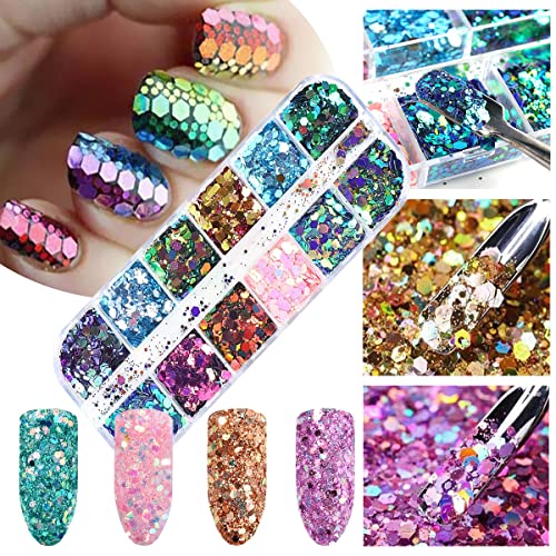 12 Colors Hexagon Chunky Glitter Sequins for Crafts and Nail Art Decoration - Image 5