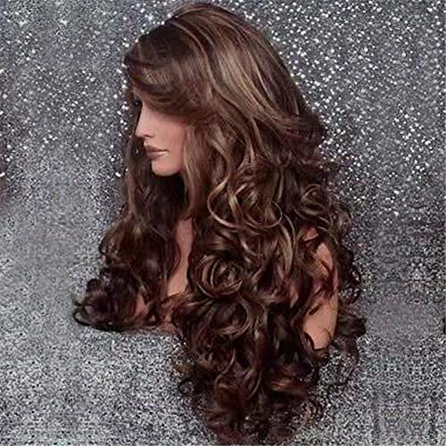 Brown Curly Wig Long Wigs for Women, Brazilian Body Wave Wigs Natural Look Wave Curly Hair Wig Pre Plucked Soft Comfortable Wigs - 25 In⦠- Image 4