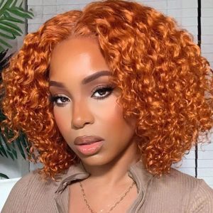 12 Inch Ginger Curly 13x4 Lace Front Wig Human Hair Wet and Wavy 180% Density