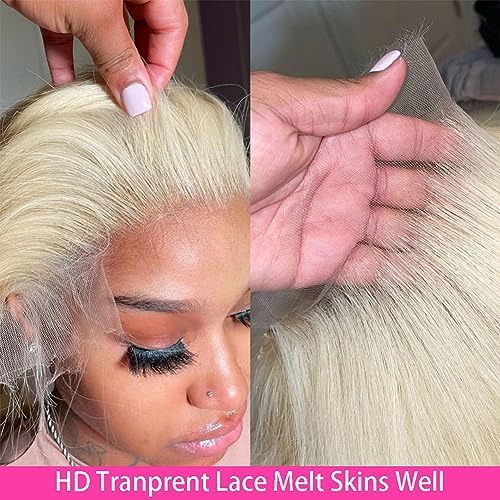 613 Lace Front Wig Human Hair 13ร4 Blonde Lace Front Wigs Human Hair 180% Density Straight Lace Frontal Wig Human Hair Pre Plucked With Baby Hair HD Lace Front Wigs Human Hair 26Inch - Image 5