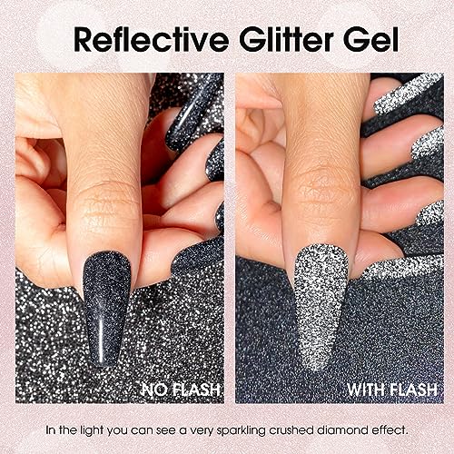 ROSALIND 48PCS Gel Nail Polish Set, 45 Colors Fall Gel Polish Brown Orange Reflective Glitter Gel Polish Starter Set with Matte & Glossy Gel Top Base Coat Manicure Gift for Women - Image 4