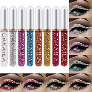 Beauty Glazed 8 Colors Liquid Glitter Eyeliner Set,Long Lasting Waterproof Easy To Apply Matte Liquid Gel,Colorful Eyeliner Pen Eyes Makeup Smudge Proof Eyeshadow Pencils Cosmetics # 03