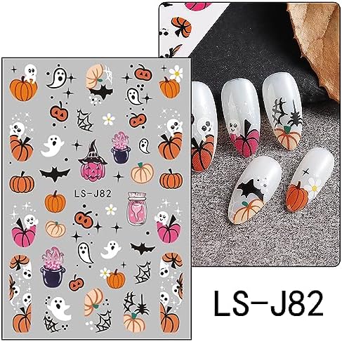 JMEOWIO 9 Sheets Halloween Nail Art Stickers Decals Self-Adhesive Pegatinas Uñas Horror Ghost Witchy Spider Web Bat Cat Pumpkin Spook Nail Supplies Nail Art Design Decoration Accessories - Image 3