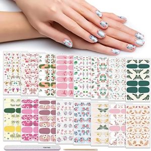 Danneasy 16-Piece Full Nail Wraps Set with Included Nail File and Application Stick
