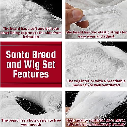 Santa Beard and Wig Set Professional Deluxe Santa Claus Hair with Short and Long White Fake Mustache Realistic Men Christmas Clause Costume Cosplay Accessories - Image 6