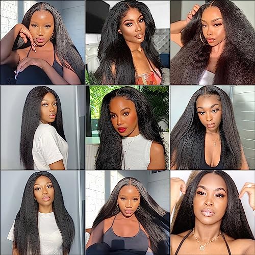 Domiso 26 Inch Kinky Straight Wear and Go Glueless Wigs Human Hair Pre Plucked Pre Cut 6x4.6 HD Lace Yaki Straight Lace Front Wigs Human Hair Brazilian Beginners Wig Natural Hairline Breathable Cap - Image 6