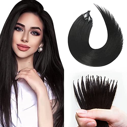 6D Hidden Hair Extensions, 20 Strands 100% Real Micro Links Human Natural Black Hair Clip in Hair Extensions Soft Can Perm and Dye Hair & Reuse (18inch)