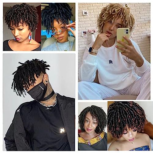 6inch Dreadlock Hair Topper Wig For Women/Man Ombre #4/27 Color Short Locs Wiglets Hairpieces With Clip In Braided Half Wigs Synthetic Dreadlocks Toupee Afro Wig For Thinning Hair - Image 6