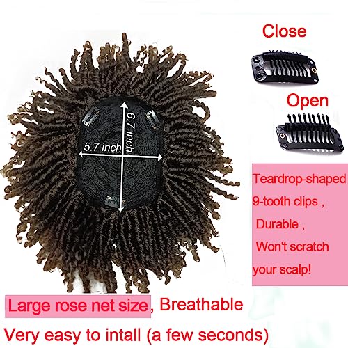 6inch Dreadlock Hair Topper Wig For Women/Man Ombre #4/27 Color Short Locs Wiglets Hairpieces With Clip In Braided Half Wigs Synthetic Dreadlocks Toupee Afro Wig For Thinning Hair - Image 4