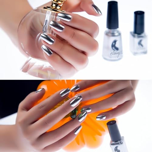 6ml 12 Colors Chrome Nail Polish, Metallic Nail Polish, Mirror Effect Varnishes, Long-Lasting Non-Peelable Glitter Nail Polish Nail Art Decoration, Shiny Chrome DIY Nail Polish Varnish Manicure (09) - Image 4