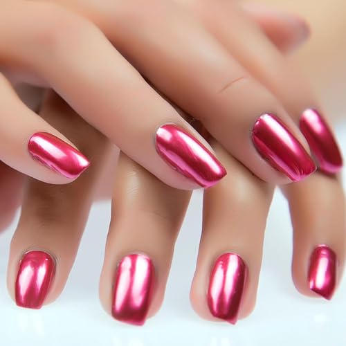 6ml 12 Colors Chrome Nail Polish, Metallic Nail Polish, Mirror Effect Varnishes, Long-Lasting Non-Peelable Glitter Nail Polish Nail Art Decoration, Shiny Chrome DIY Nail Polish Varnish Manicure (09)