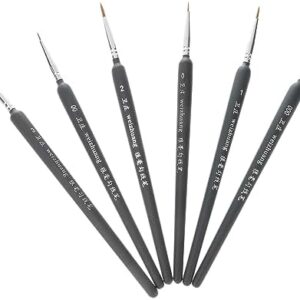 6pcs Artist Brush Acrylic Detail Brush Art Paint Brush Rock Painting Paint Kit Watercolor Kolinsky Sable Brushe Miniature Painting Wooden Child Acrylic Painting Nail Set