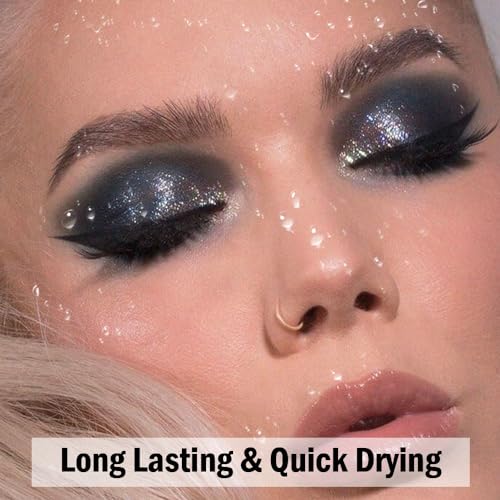 6Pcs Glitter Liquid Eyeshadow Stick Kit,Black Silver Bronze Blue Cyan Purple Shimmer Eye Shadow,Waterproof Eyeliner Eyelid Sparkling Makeup,sombras liquidas para ojos,Quick-Drying,Set C - Image 6