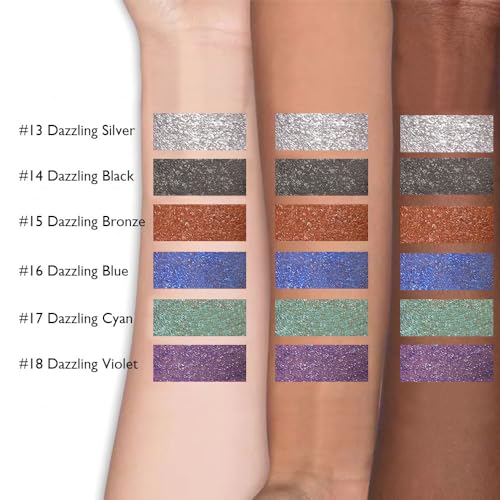 6Pcs Glitter Liquid Eyeshadow Stick Kit,Black Silver Bronze Blue Cyan Purple Shimmer Eye Shadow,Waterproof Eyeliner Eyelid Sparkling Makeup,sombras liquidas para ojos,Quick-Drying,Set C - Image 4