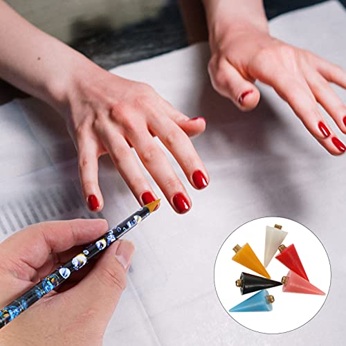 6pcs Point Drill Crayon Tip Dotting Pen Wax Head Rhinestone Picker Gems Pen Head Jewelry Picker Head Black Rhinestones Nail Art Point Drill Pen Nail Gems Acrylic Drilling Pencil - Image 9
