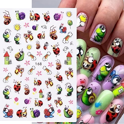 7 Sheets Cute Cartoon Nail Art Stickers 3D Designs Cactus Ice Cream Animals - Image 2