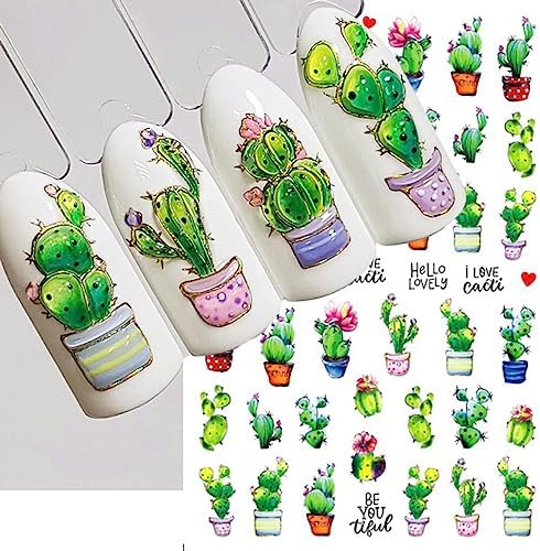 7 Sheets Cute Cartoon Nail Art Stickers 3D Designs Cactus Ice Cream Animals - Image 4